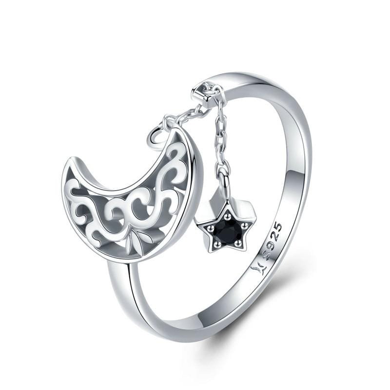 Moon & Star Open Ring - The Silver Goose SA