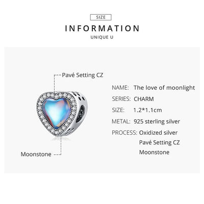 Moonstone Heart Charm - The Silver Goose SA