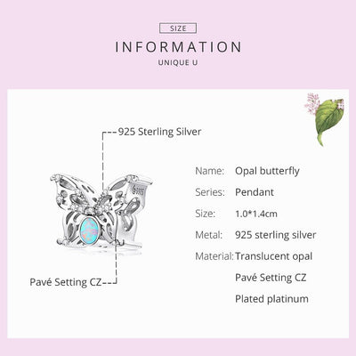 Opal Butterfly Charm - The Silver Goose SA