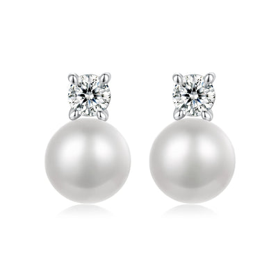 Paula Moissanite & Pearl Earrings - The Silver Goose SA