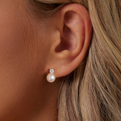 Paula Moissanite & Pearl Earrings - The Silver Goose SA