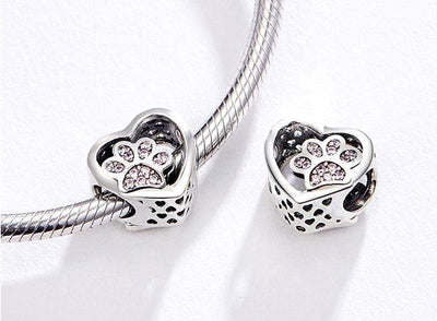 Paw Print in Heart Charm - The Silver Goose SA