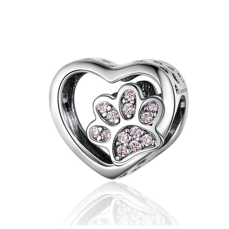 Paw Print in Heart Charm - The Silver Goose SA