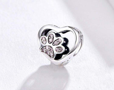 Paw Print in Heart Charm - The Silver Goose SA