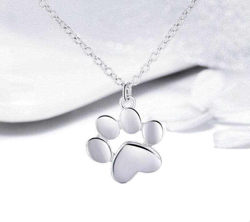 Silver Paw Print Necklace Silver 1