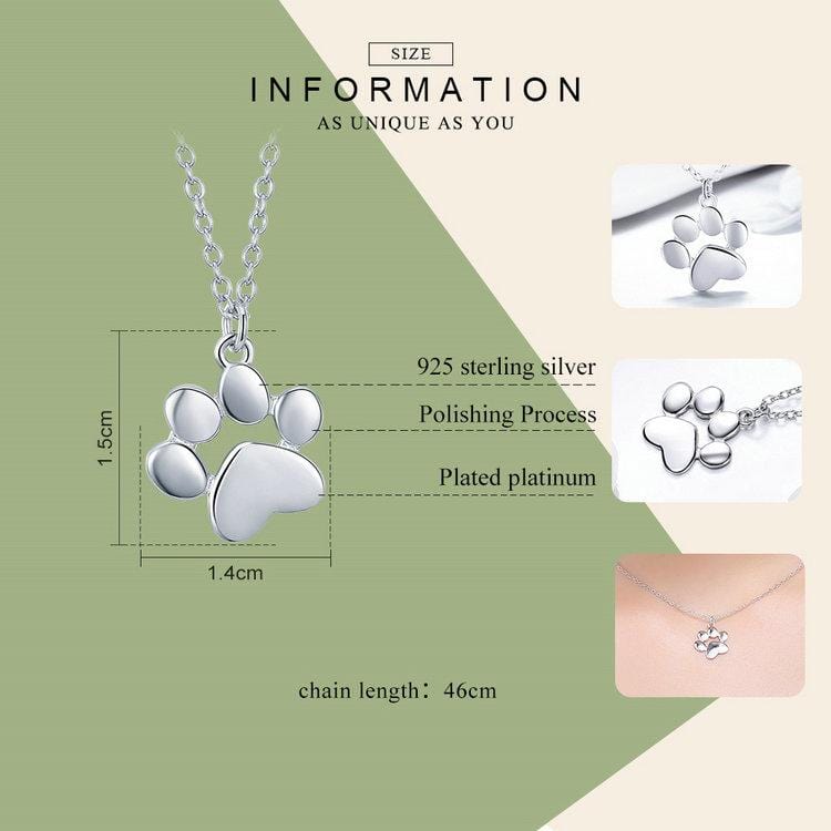 Paw Print Pendant Necklace - The Silver Goose SA