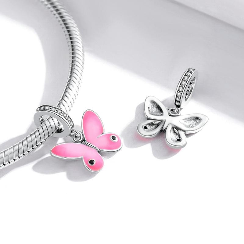 Pink Butterfly Pendant Charm - The Silver Goose SA