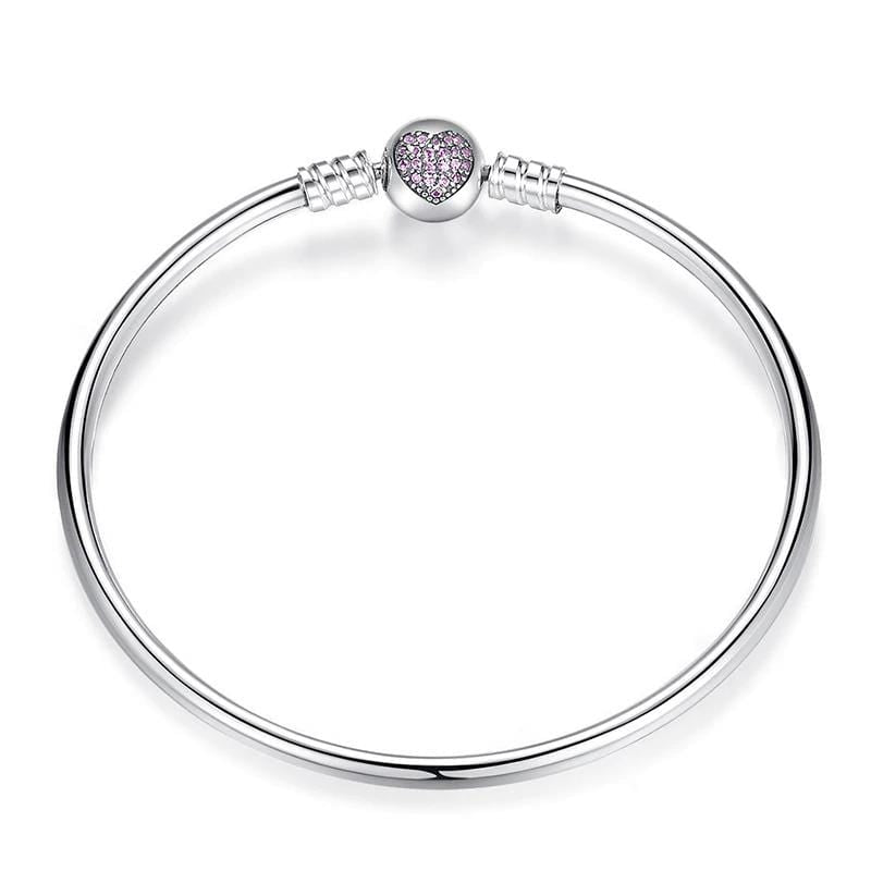 Pink Heart Bangle Bracelet - The Silver Goose SA