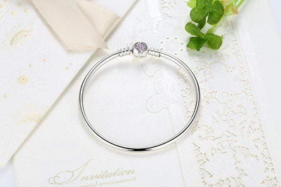 Pink Heart Bangle Bracelet - The Silver Goose SA