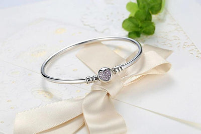 Pink Heart Bangle Bracelet - The Silver Goose SA