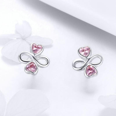 Pink Heart Infinity Earrings - The Silver Goose SA