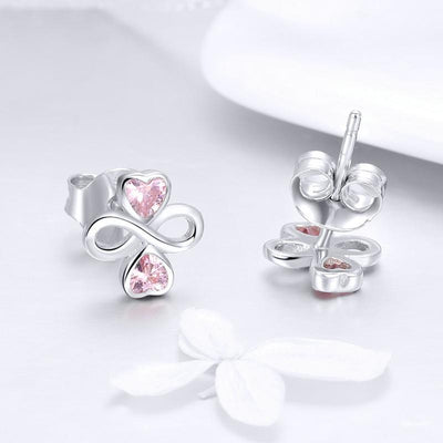 Pink Heart Infinity Earrings - The Silver Goose SA