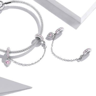 Pink Heart Safety Chain - The Silver Goose SA