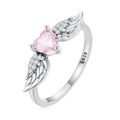 Pink Heart Wings Ring - The Silver Goose SA