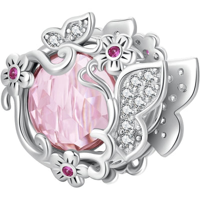 Pink Stone Butterfly Bead Charm - The Silver Goose SA