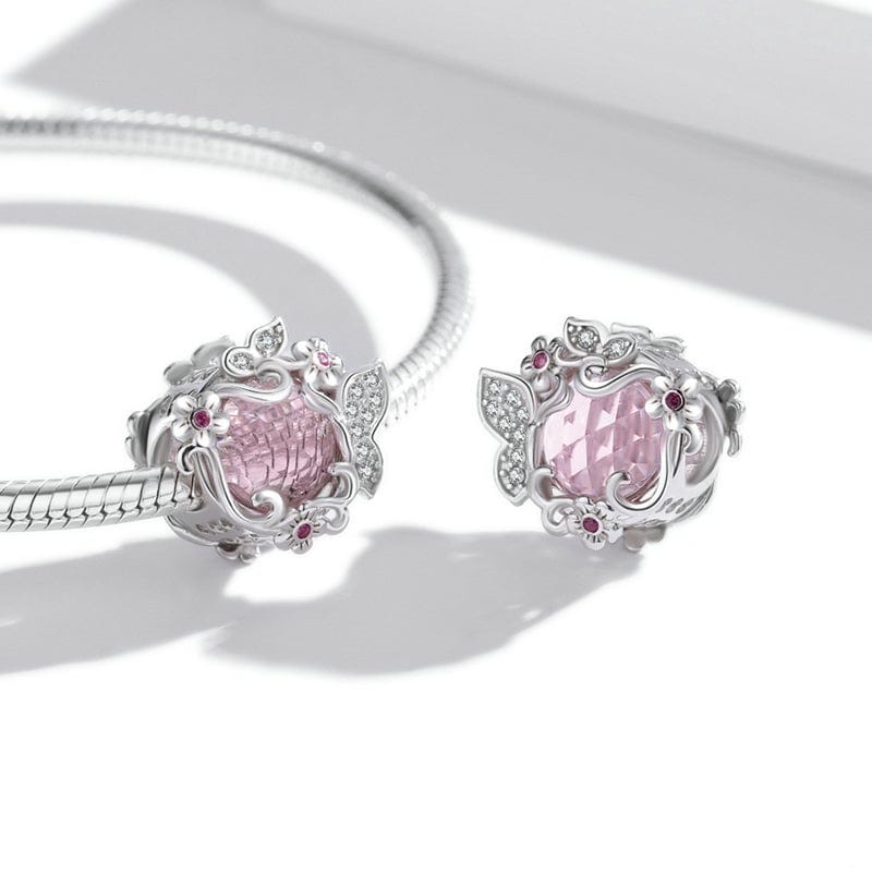 Pink Stone Butterfly Bead Charm - The Silver Goose SA
