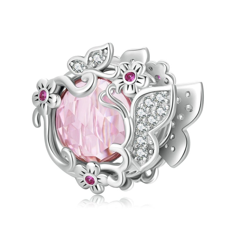 Pink Stone Butterfly Bead Charm - The Silver Goose SA