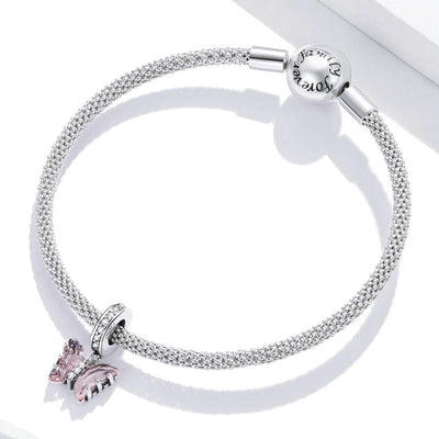 Pink Stone Butterfly Pendant Charm - The Silver Goose SA