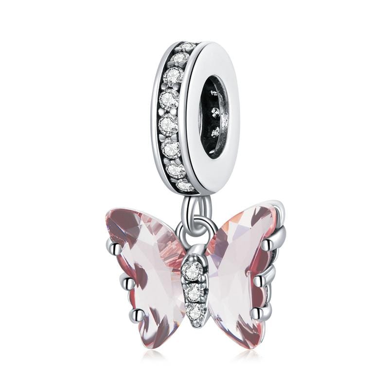 Pink Stone Butterfly Pendant Charm - The Silver Goose SA