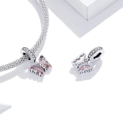 Pink Stone Butterfly Pendant Charm - The Silver Goose SA