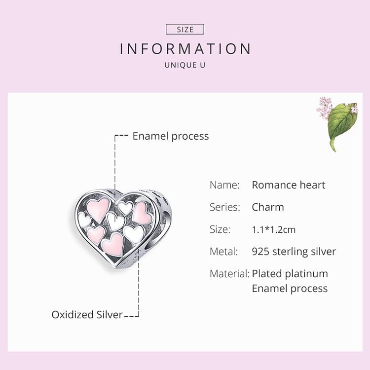 Pink & White Hearts Charm - The Silver Goose SA