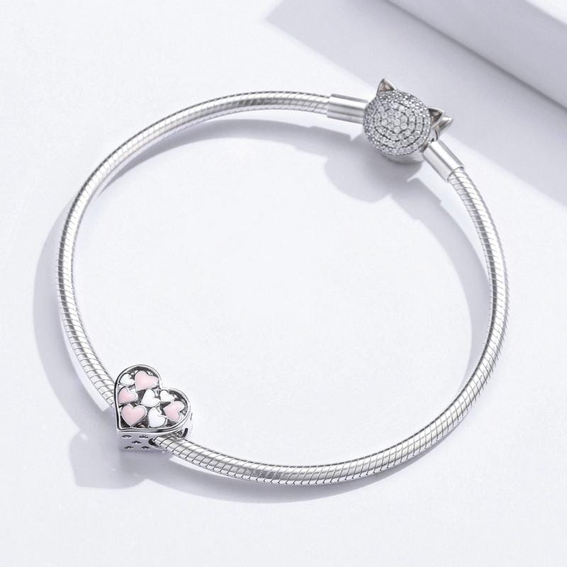 Pink & White Hearts Charm - The Silver Goose SA