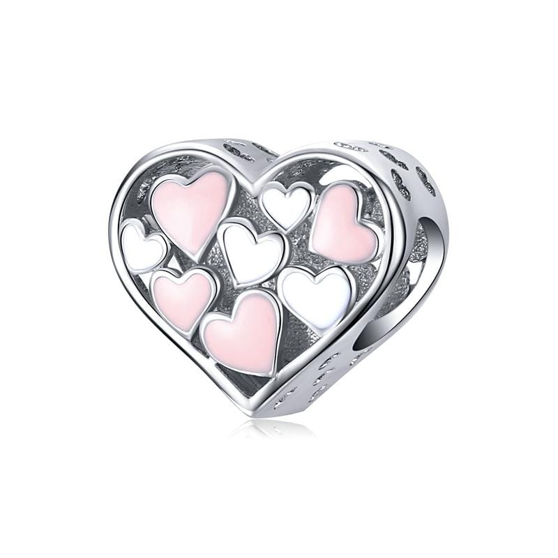 Pink & White Hearts Charm - The Silver Goose SA
