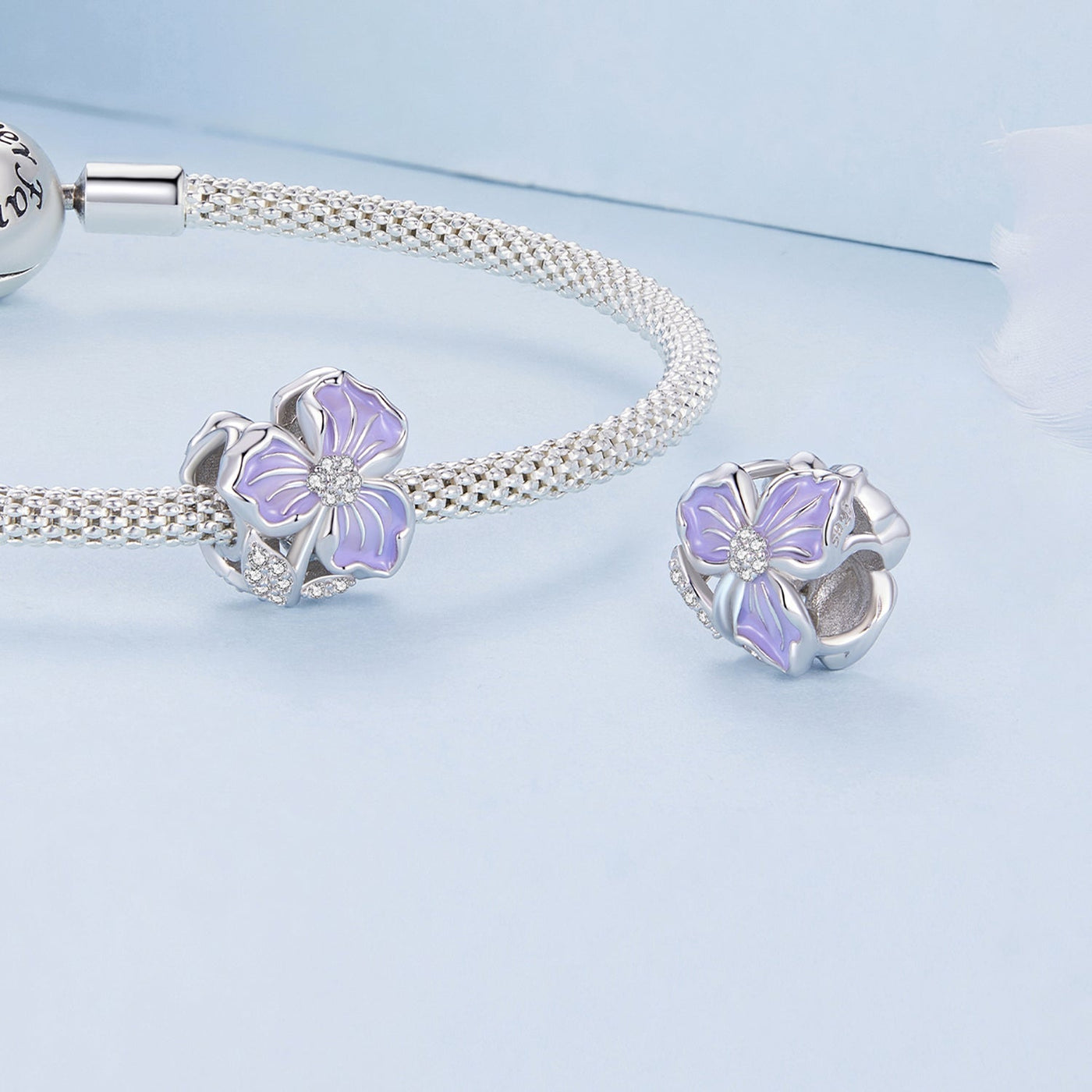 Purple Flower Charm - The Silver Goose SA