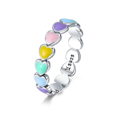 Rainbow Hearts Ring - The Silver Goose SA