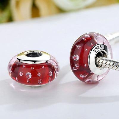 Red Bubbles Murano Bead Charm - The Silver Goose SA