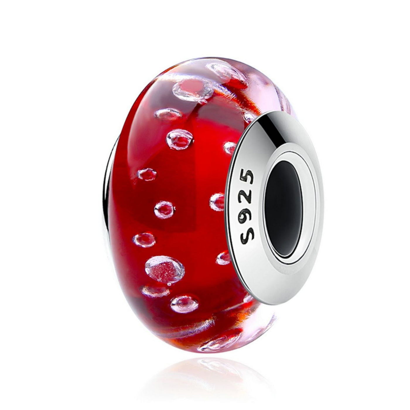 Red Bubbles Murano Bead Charm - The Silver Goose SA