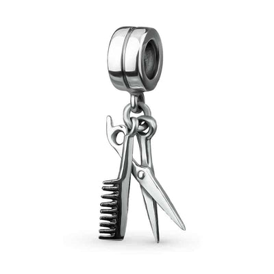 Scissor & Comb Pendant Charm - The Silver Goose SA