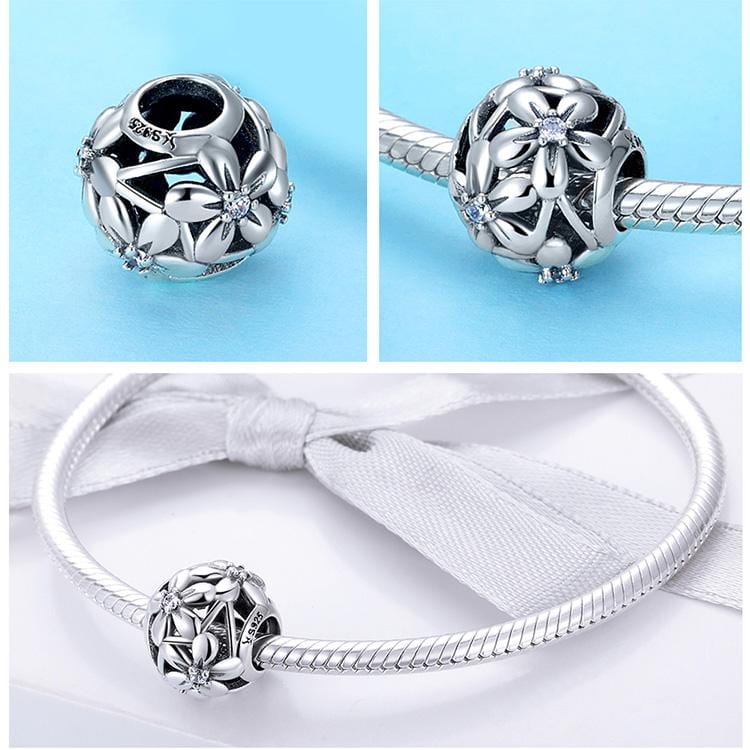 Silver Flower Bead Charm - The Silver Goose SA