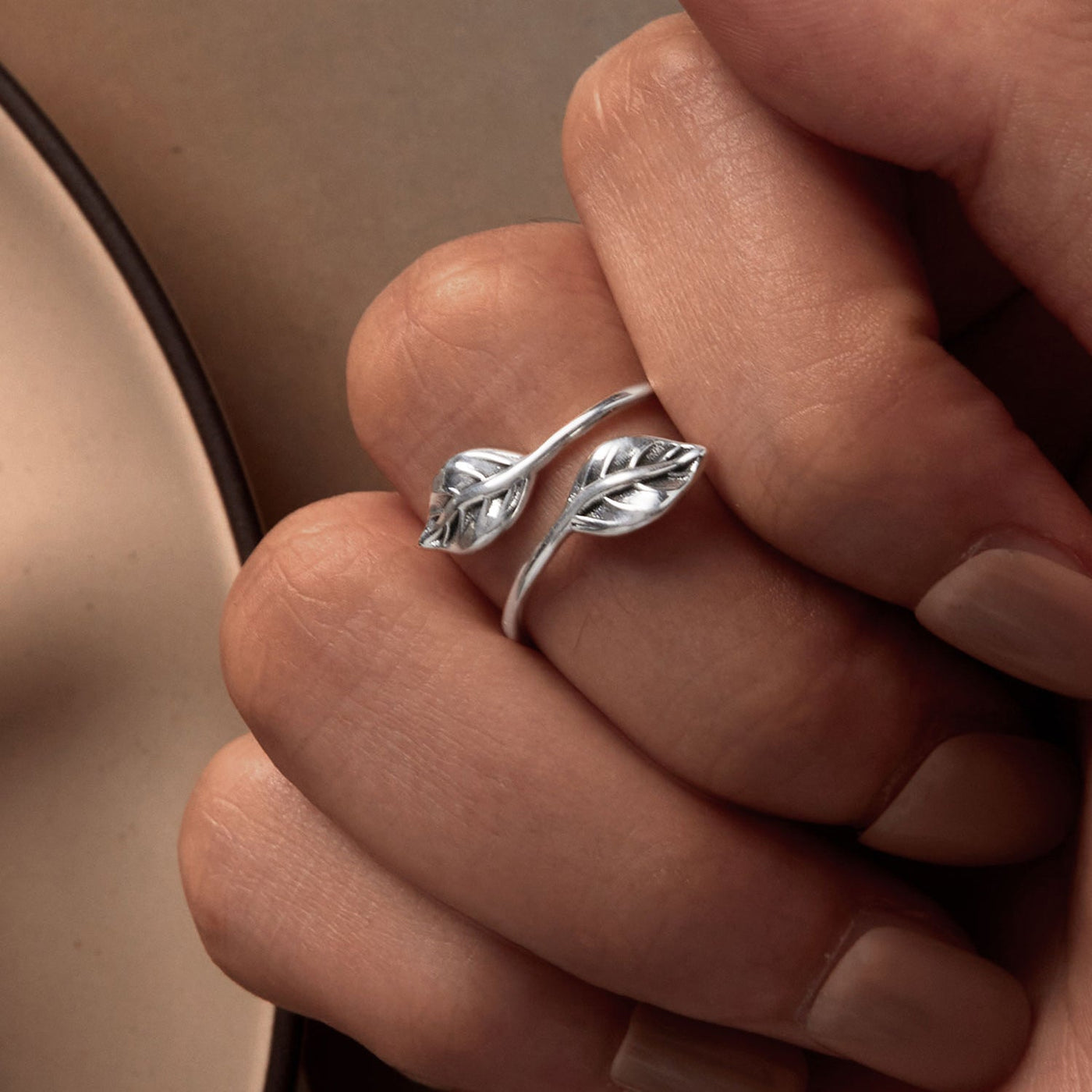 Silver Leaves Open Ring - The Silver Goose SA