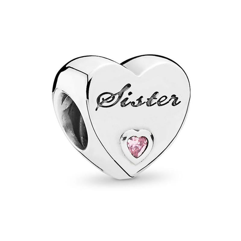 Sister Pink Heart Charm - The Silver Goose SA