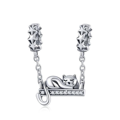 Sleeping Cat Star Charm - The Silver Goose SA