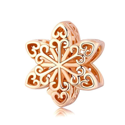 Snowflake Rose Gold Charm - The Silver Goose SA