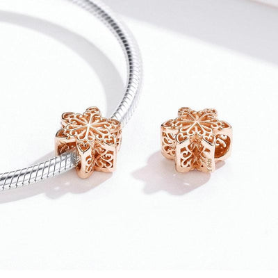 Snowflake Rose Gold Charm - The Silver Goose SA