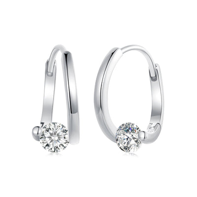 Solitaire Round Hoop Earrings - The Silver Goose SA