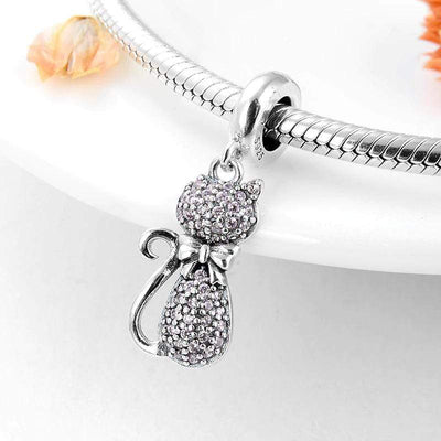 Sparkling Cat Pendant Charm - The Silver Goose SA