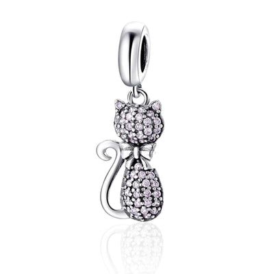 Sparkling Cat Pendant Charm - The Silver Goose SA