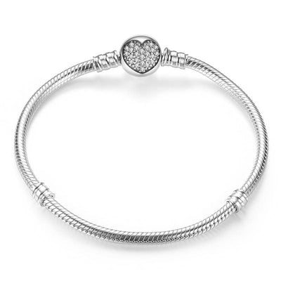 Sparkling Heart Snake Chain Bracelet - The Silver Goose SA