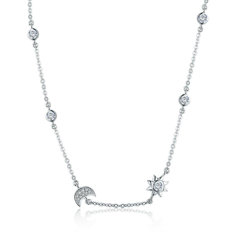 Sparkling Moon & Star Necklace - The Silver Goose SA