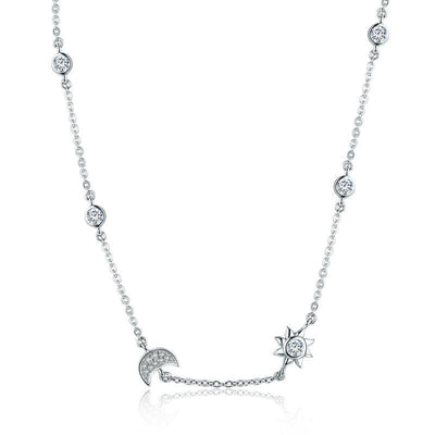 Sparkling Moon & Star Necklace - The Silver Goose SA