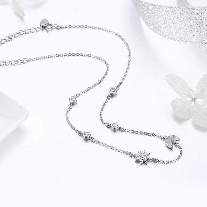 Sparkling Moon & Star Necklace - The Silver Goose SA