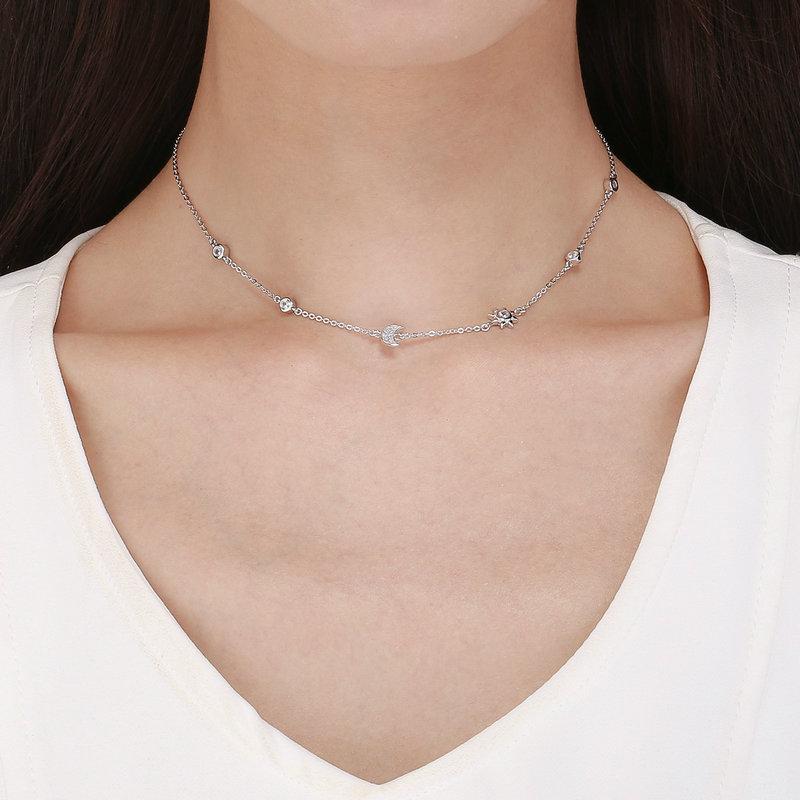 Sparkling Moon & Star Necklace - The Silver Goose SA