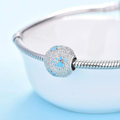 Sparkling Paw Print Bead Charm - The Silver Goose SA
