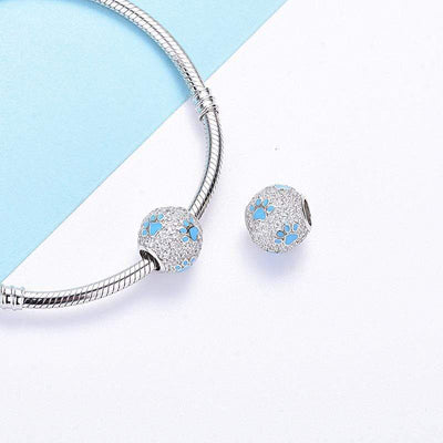 Sparkling Paw Print Bead Charm - The Silver Goose SA