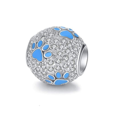Sparkling Paw Print Bead Charm - The Silver Goose SA