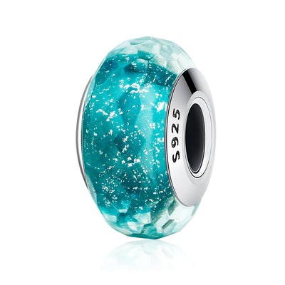 Sparkling Turquoise Murano Bead Charm - The Silver Goose SA